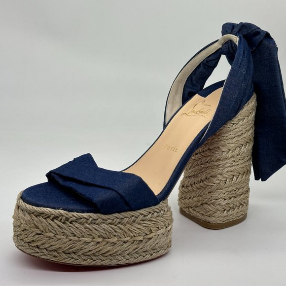 Christian Louboutin MARIZA DU DESERT Platform Heels Espadrille Sandal Shoes - Picture 6 of 13